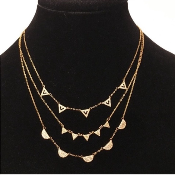 Stella & Dot Jewelry - NWT Stella & Dot 3 Gold Triangle Layered Necklaces in gold